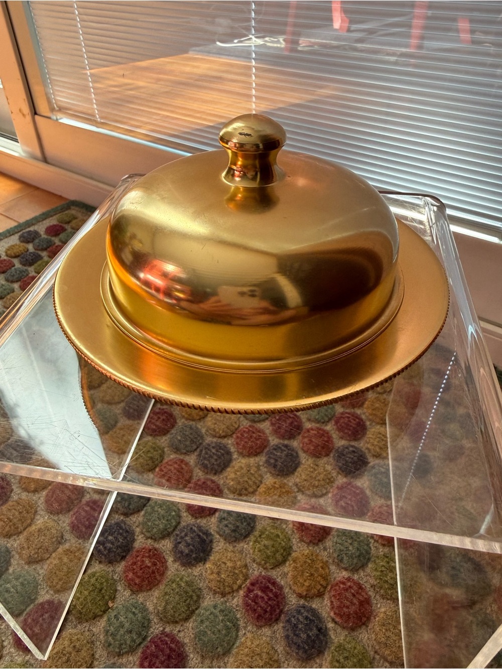 Gold Metal Covered Butter Dish - Elegant Serveware